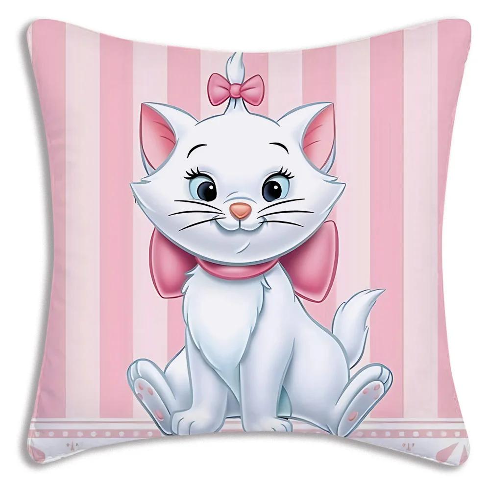 Cute Mary Cat Disneys Pillow Covers Cartoon Sofa Decorative Home Double-sided Printing Short Plush Cute Cushion Cover
