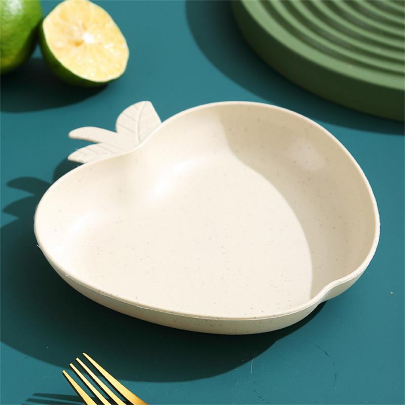 Creative Wheat Straw Bear Dish Fruit Snack Cake Dessert Dish Apple Shell Shape Plate For Home Restaurant Supplies Baby Plate