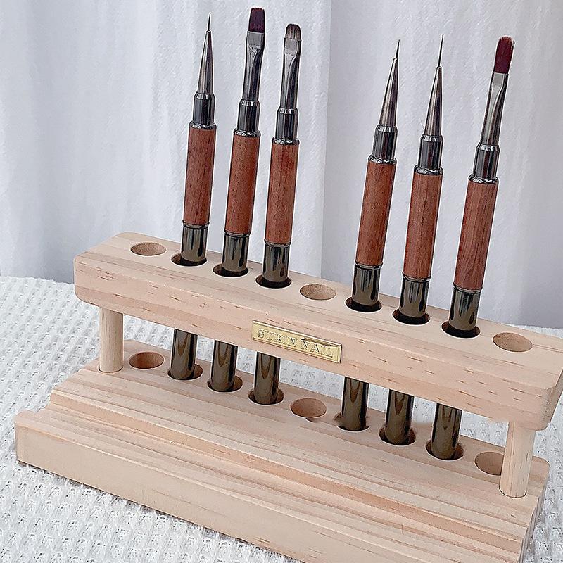 1Pcs Wood Multifunction Desk Organizer Nail Art Pen Holder Phone Stand And Storage Solution For Nail Tool