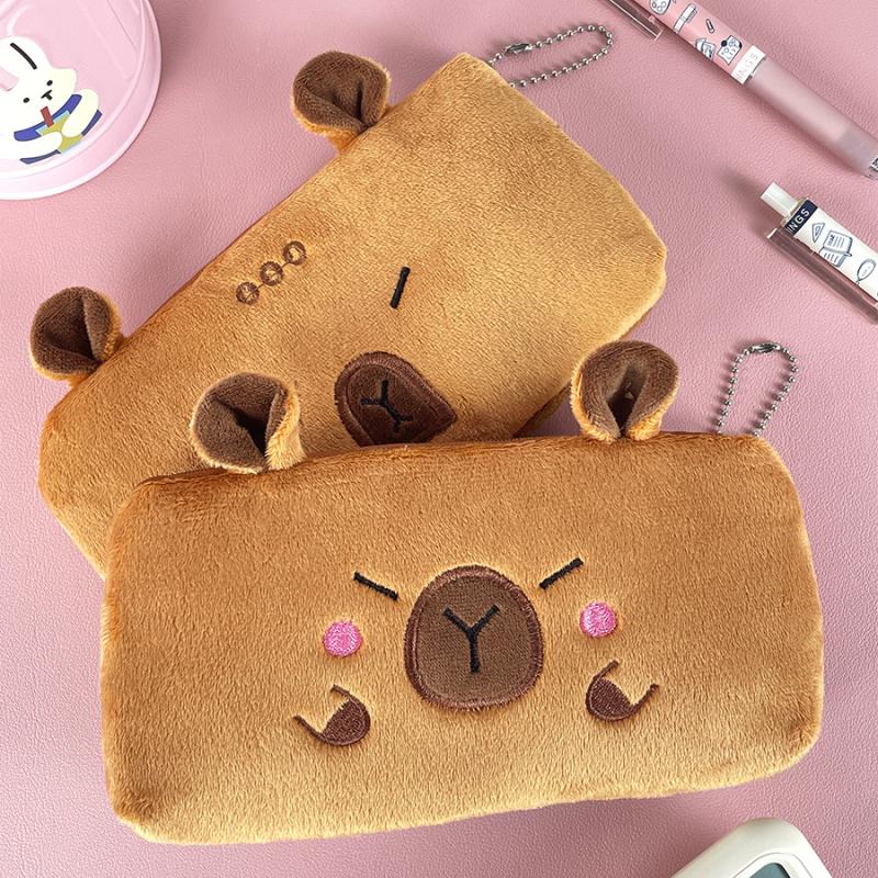 Guinea Pig Capybara Plush Pen Bag Large Capacity Stuffed Capybara Plush Pencil Case Plush Doll Animal Guinea Pig Pen Pouch