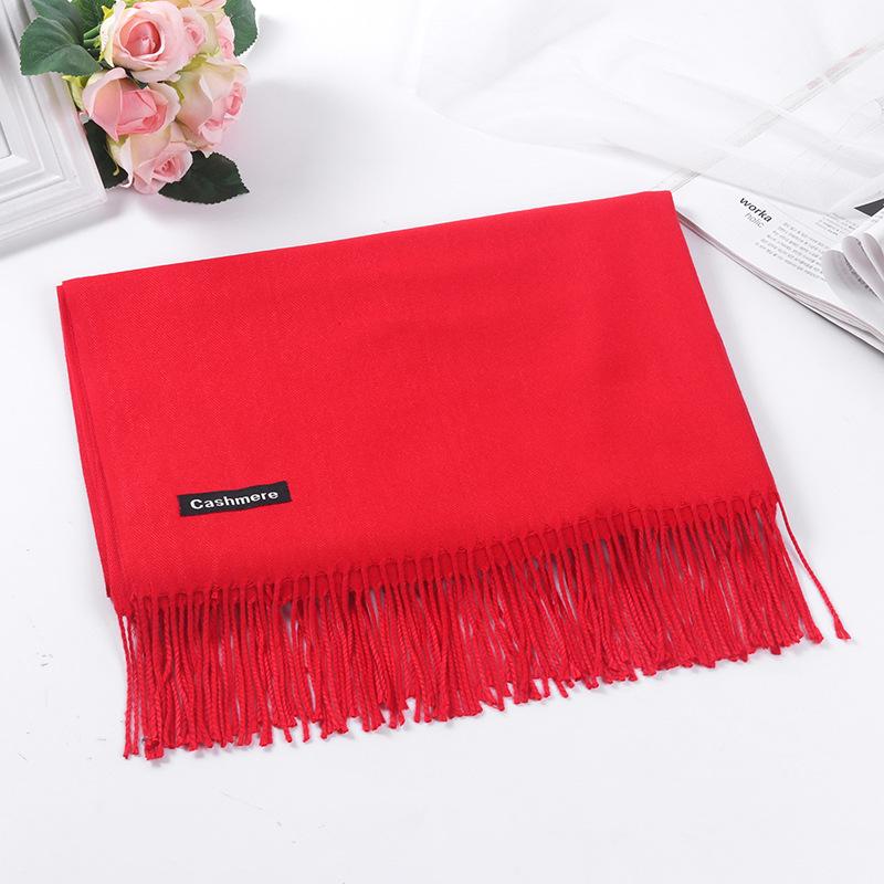 Women's Red Winter Scarf: High-End Imitation Cashmere Shawl, Versatile Warm Neck Wrap, Ideal Gift