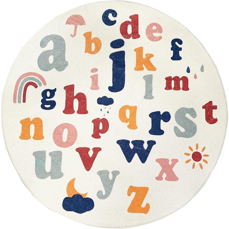 Thick Round Cute Cartoon Carpet Imitation Cashmere Floor Mat Children's Crawling and Grabbing Pad Bedroom Bedside Carpet