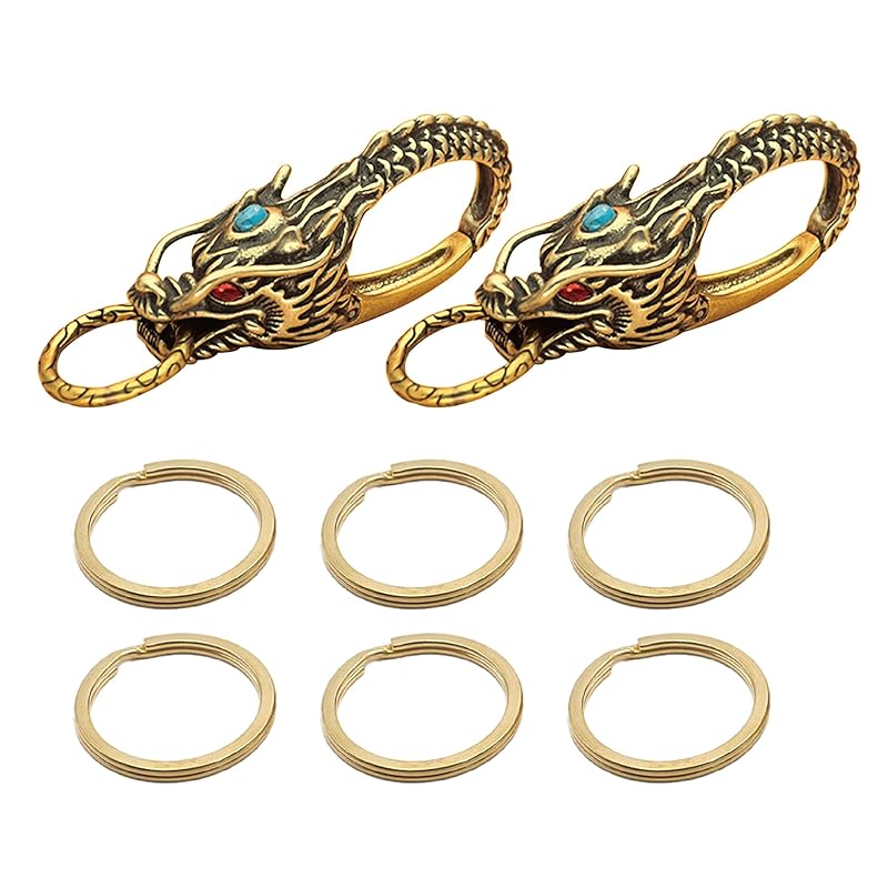 

[Felimoa] dragon key ring eggplant hook Made of brass 6 key rings included set of 2