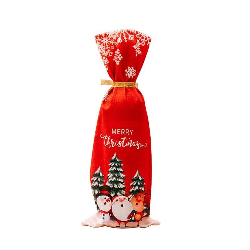 

Christmas Party Red Snowflake Bottle Holder With Plush Fabric And Holiday Atmosphere Accent FourPiece