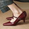 Krazing Pot Sheepskin Vintage Square Toe Size 40 Med Heels Metal Rivets Fashion Gladiator Autumn Pumps