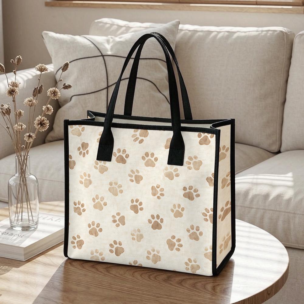 Cute Paw Print Tote Bag Fashion Casual Large Capacity Daily Use Handbag for Women Outdoor Shopping Travel Commute Shoulder Bag