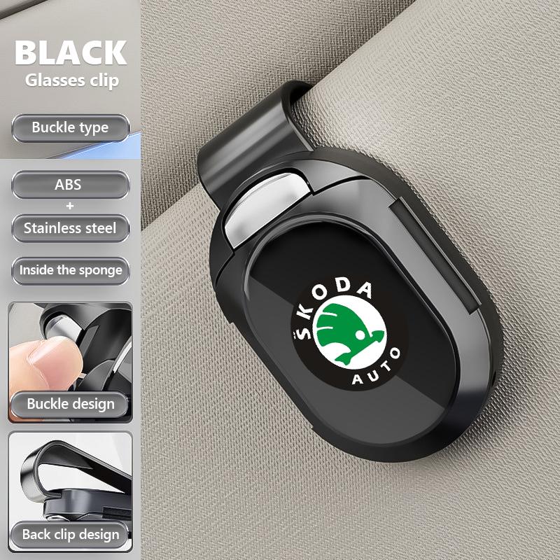BAUS3 Multifunctional card holder Car visor Glasses clip Accessorie For Skoda Rapid Octavia Derivative Enyaq-iV VisionS Yeti Scala