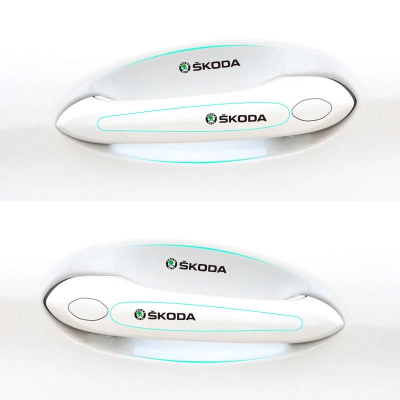 2025 Hot 8pcs Transparent Car Door Handle Protector Stickers Protection Film For Skoda S Kodiaq Octavia 2 3 Yeti Karoq Rapid Fab