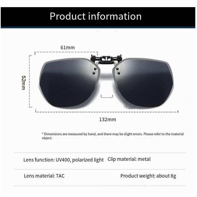New Polarized Sunglasses Lens Clip On Glasses Night Vision Yellow Women Men Square Sun Glasses With Clips Unisex Clips