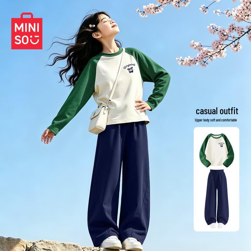 Miniso Girls' Autumn Casual Long-Sleeve Two-Piece Set