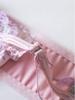 Pink Satin Embroidered Lingerie Set with Open Cup Bra, Garter, and Panty