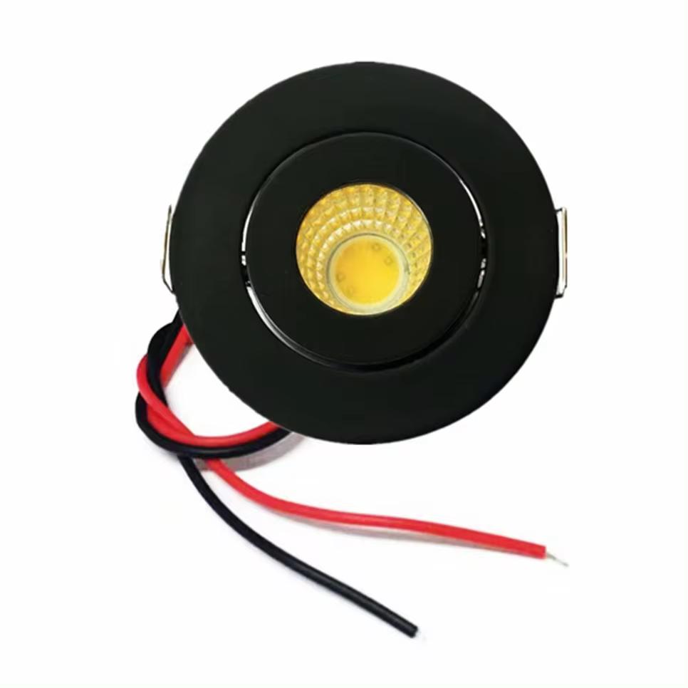 12V COB LED Downlights Mini Ceiling Light 3W Adjustable Drive Free Down Lights Showcase Cabinet Recessed Lighting White Body