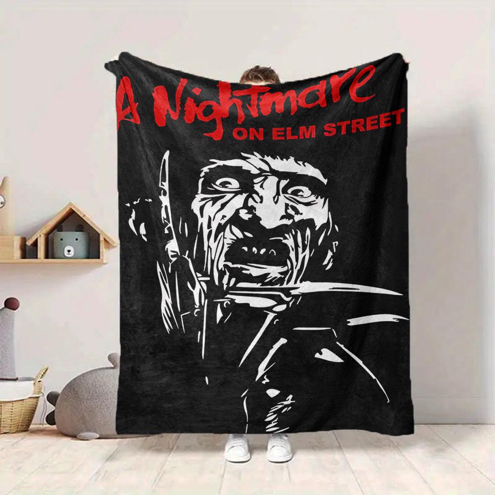 1pc A Nightmare on Elm Street Flannel Throw Blanket - HD Printed Lightweight Soft Warm All-Season Blanket for Sofa, Bed, Travel, Camping 054