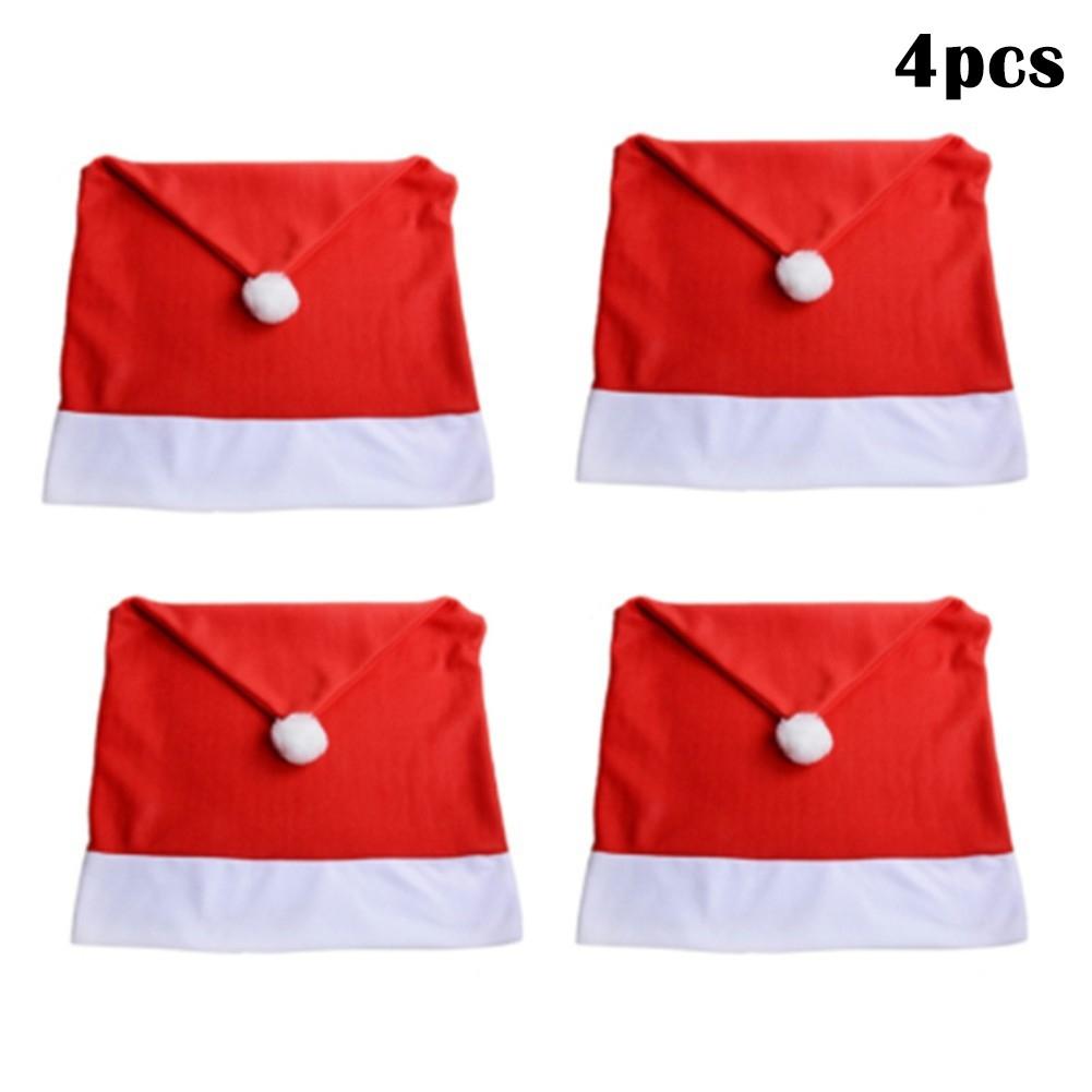 1/4/6X Christmas Santa Hat Dining Chair Back Covers Party Xmas Chair Table Decor