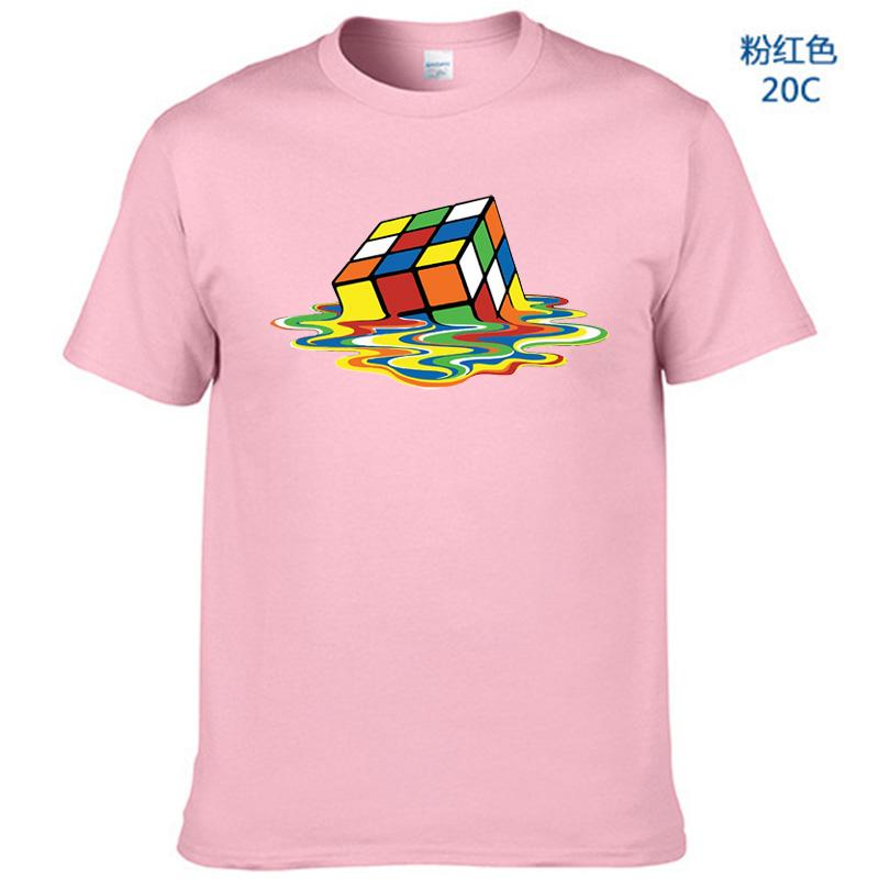 Letní bavlněné tričko s potiskem Rubikovy kostky, vtipné hipster grafické tričko, top, unisex, pánské s krátkým rukávem, cool trička