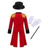 Boys Circus Costume Set Long Sleeve Stand Collar Tassel Shoulder Tailcoat Hat Magic Wand Gloves Performance