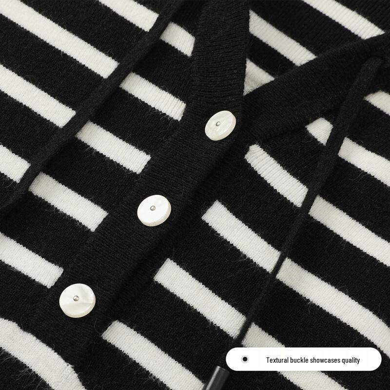 FivePlus Women's Striped Hooded Knit Cardigan