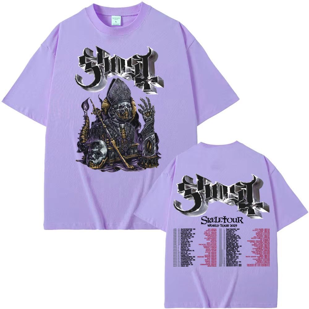 Kapela Ghost Skeletour World Tour 2025 Grafické tričko Pánské Vintage Hip Hop Trendy Cool Trička Ležérní Volné Oversized Tričko
