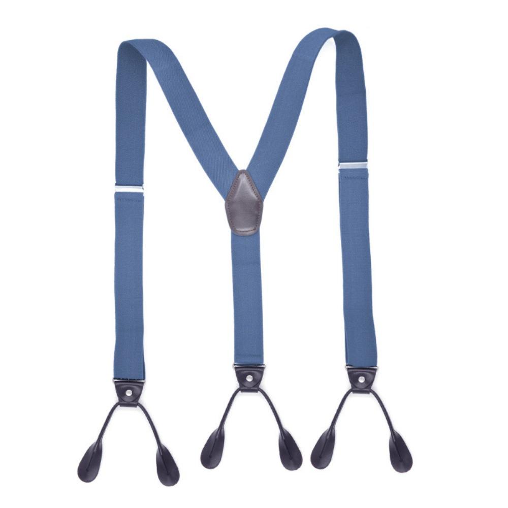 Leather Trimmed Vintage Suspenders Button End Y Back Suspenders Button End Suspenders  Party