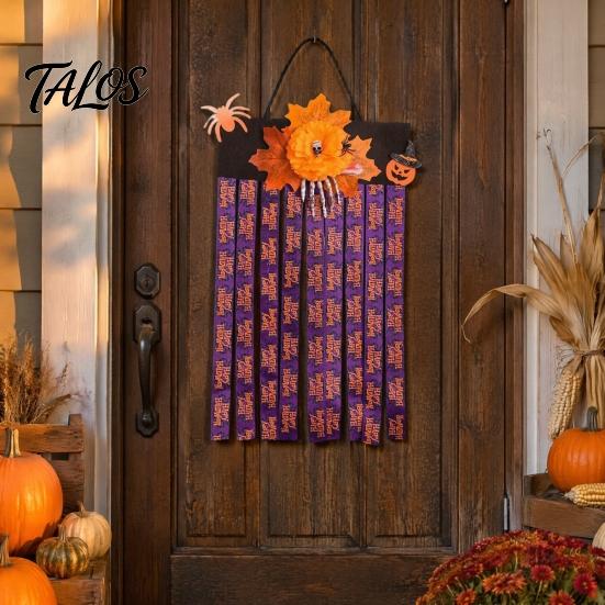Saisonal Innen Außen Wandakzent Halloween Lappenflaggen Banner, Kürbis Ahornblatt Blume Band Hängestange Party Dekoration Ornament Dekor, Bauernhaus