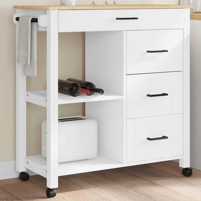 Vidaxl Kitchen Trolley Monza, 84X40X90 Cm, Solid Pine Wood