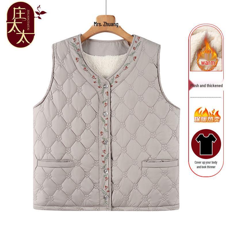 

Зимний жилет для пожилых женщин на флисовой подкладке - Большой размер, Без рукавов, Издание 2024 года 7XL (175-190 Jin)