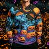 Men's Long Sleeve Hoodie with Sun Halloween Print Pullover