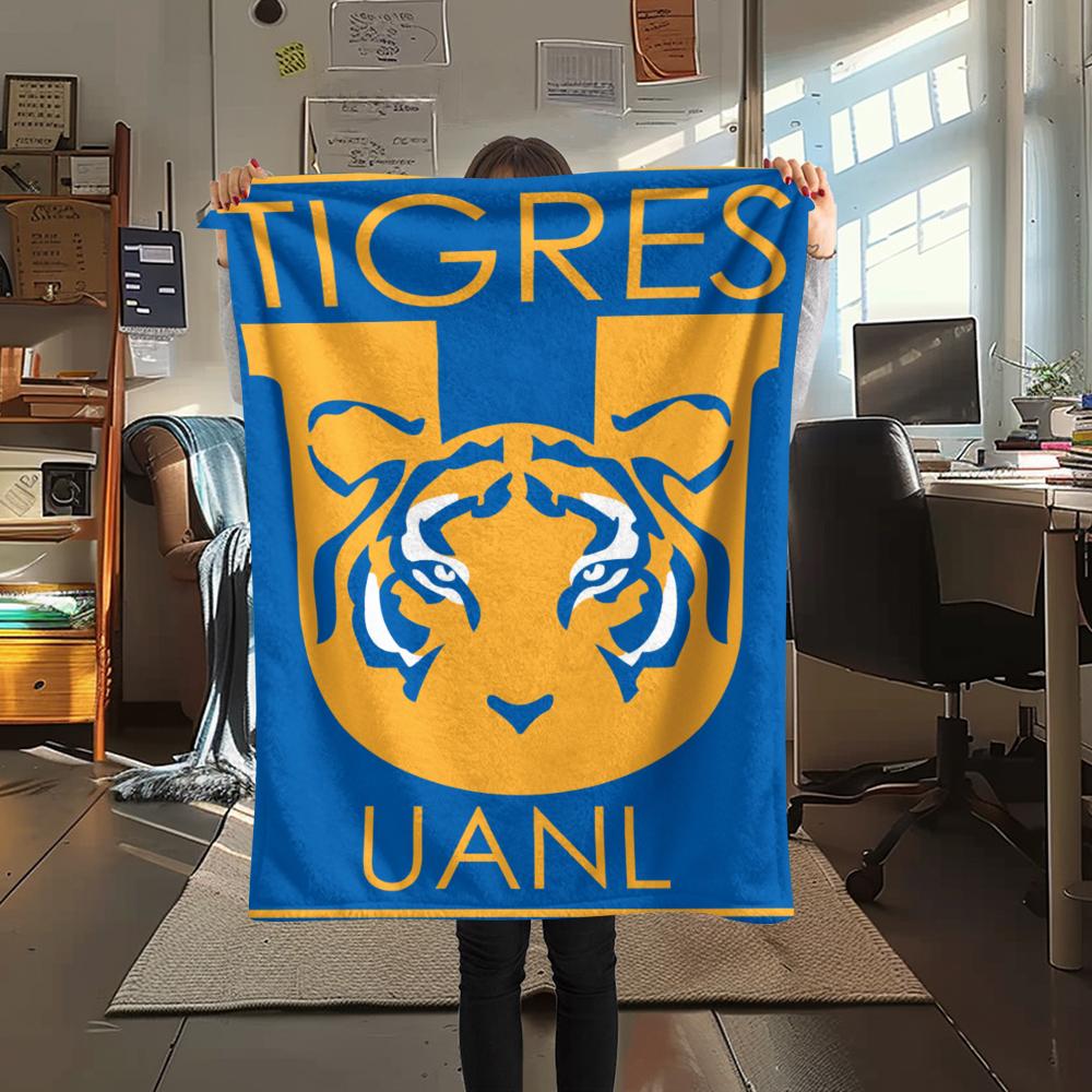 1PC Tigres UANL Print Flannel Blanket, High quality Comfortable for All Seasons, Home Decor, Warmth and Comfort, Perfect for Christmas Gifts219