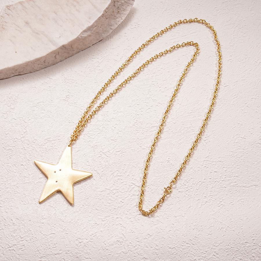 Diamond-encrusted star matte pendant stacked with necklace, personalized unique item