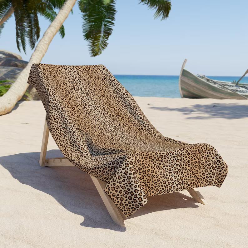 Jmg Household Supplies Brown/Beige Cheetah Print Beach Towel - Leopard Print Beach Towel - And Beach Towel - Afrocentric Beach Towel Safari Beach Towel
