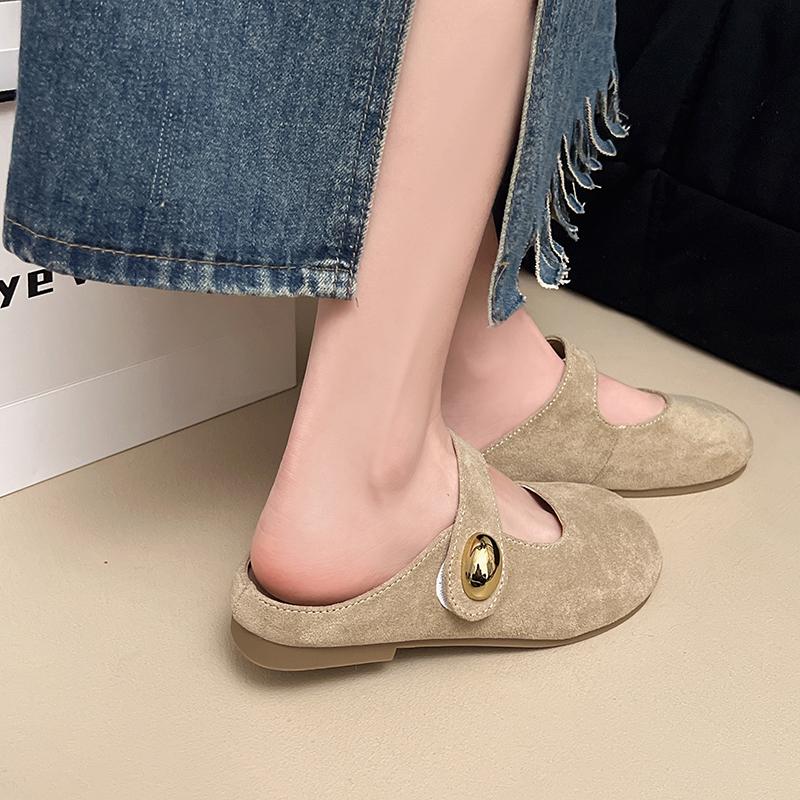 Fashion CRLAYDK Retro Women's Casual Loafers Slip On Flat Shoes Comfort Penny Dressy Ladies Work Backless Walking Suede Moccasins Slides