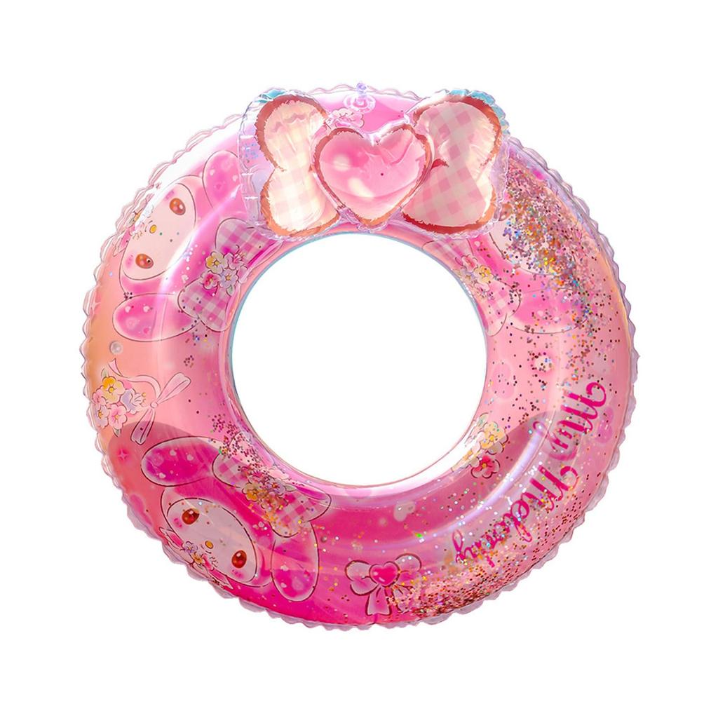 Deniko Babybadering med fotåpning, Sanrio-design, sterk oppdrift, svømmering, søtt trykk, perfekt for lek i vann, bading, basseng og strand, for barn