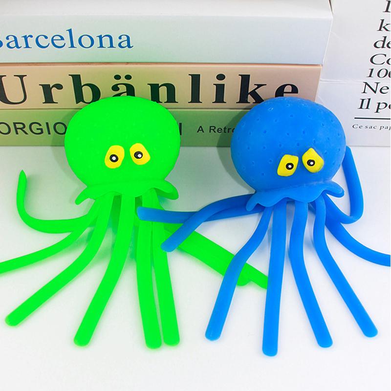 Summer Water Splashing Octopus Marine Animal Decompression Toy Children'S Baby Beach Bathing Toy Tpr Rubber Octopus Pinch Happy