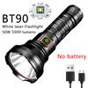 XIWANGFIRE BT90 5000lm LED Torch 50W Powerful Strong Light Long Range Flashlight USB C Rechargeable 18650/26650 Charging Torch