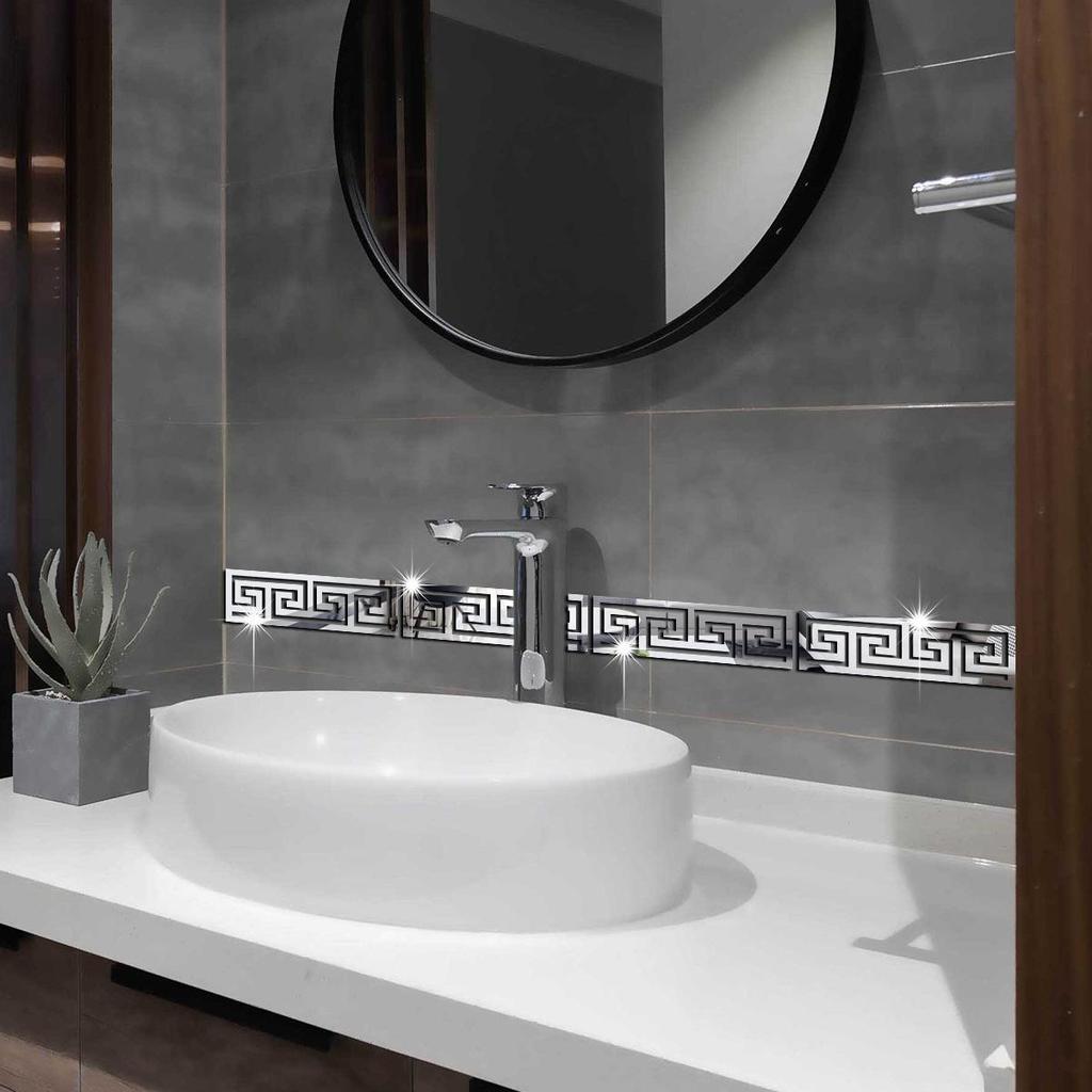 Wanddekoration aus Acryl: Taillenlinie Spiegelaufkleber für Schlafzimmer, Wohnzimmer oder Küchen-TV-Hintergrund