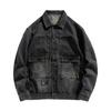 Thick Denim Jacket Men'S Loose Trendy Tooling Jacket Large Size Men'S Black Trendy Denim