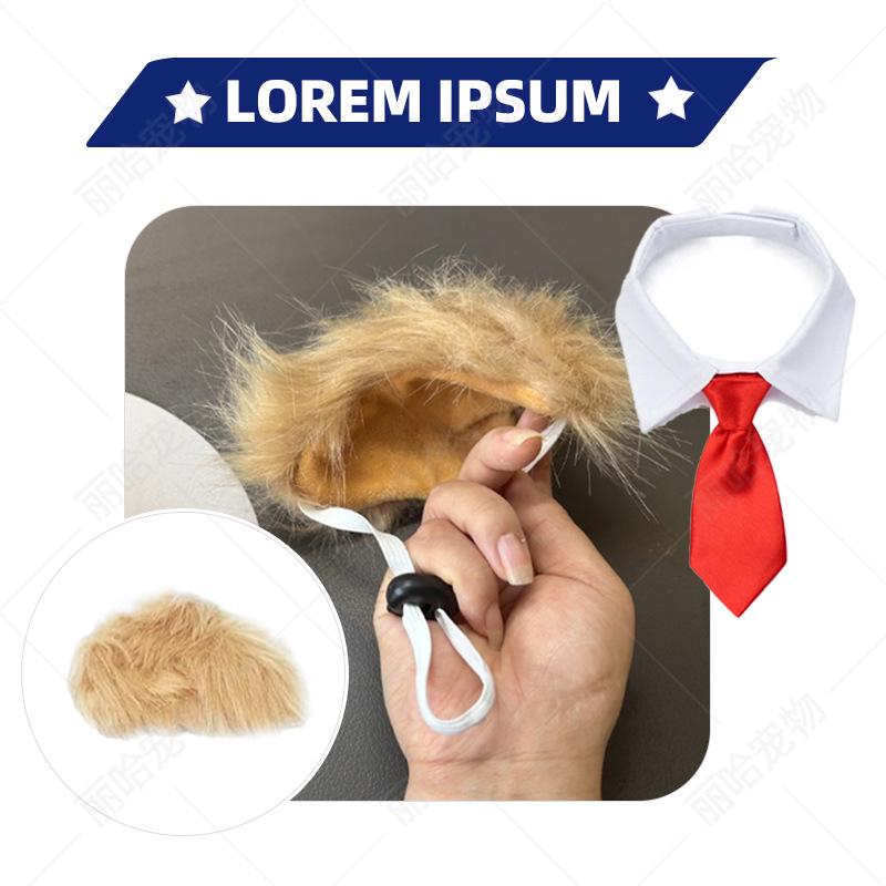 Funny Pet Dog Wig & Tie Set for Festival Cosplay