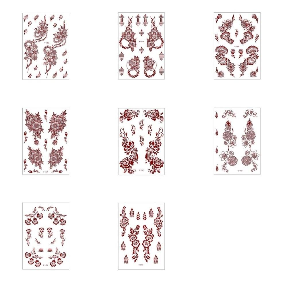 Lace Fake Tattoo Temporary Tattoo Legs Arm Red Henna Tattoo Decals Women/Lady