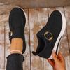 Thick Sole Belt Buckle Loafers for Women – Spring/Autumn New Round Toe Casual Large-Size Footwear