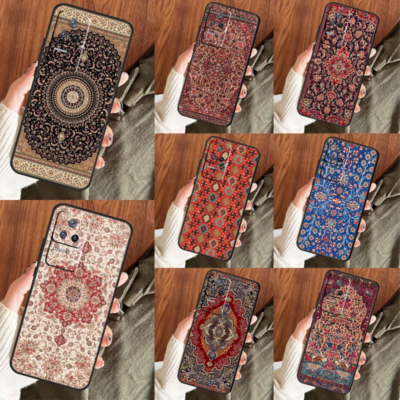 Retro Ethnic Carpets Turkish Rug Case For POCO F5 C40 M5s F3 X4 F4 GT M4 X3 X5 Pro Cover For Xiaomi 12T Pro 11T 11 12 13 Lite
