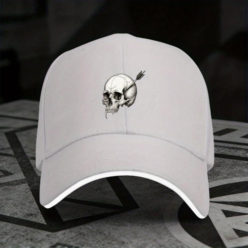 Skull and Arrow Graphic Baseball Cap Vampire Fang Style Street Adjustable Polyester Baseball Hat