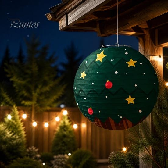 Birthday Party Decorative Props Christmas Paper Lantern, Cute Gingerbread Man Snowman Elk Pattern Ceiling Hanging Mexican Inspired Ornaments