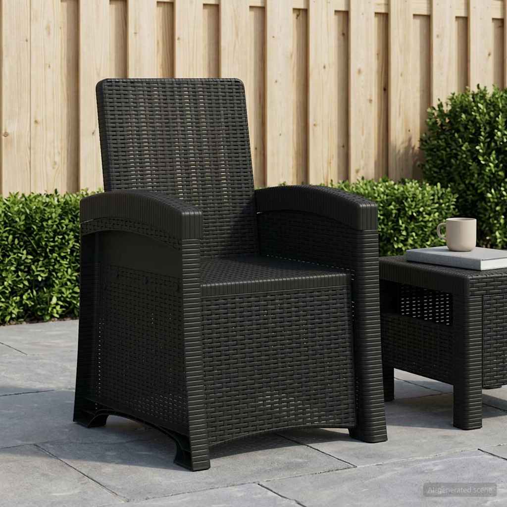 Garden Lounge Chair Rattan Look Anthracite PP