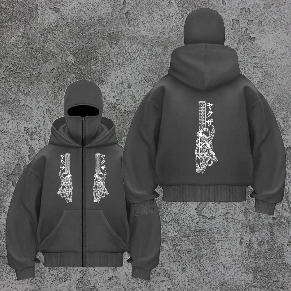 

Трендовое худи на молнии Sword мужское Y2K худи с маской толстовка спортивное худи весна и осень плюшевое XXXL