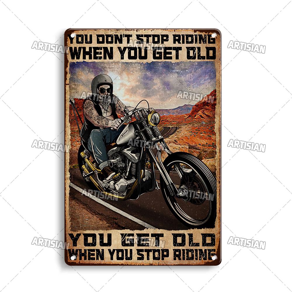 Artisian Motorcycle Metal Poster Motorbike Tin Plaque Racing Riding Decorative Plate Wall Decor Garage Bar Pub Club Hotel Cafe