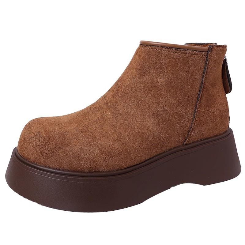 Bottes de neige à plateforme décontractées mignonnes moches pour femmes 2025 automne et hiver nouvelles collège Fengsen grosse tête navettage chaud grandes chaussures en coton