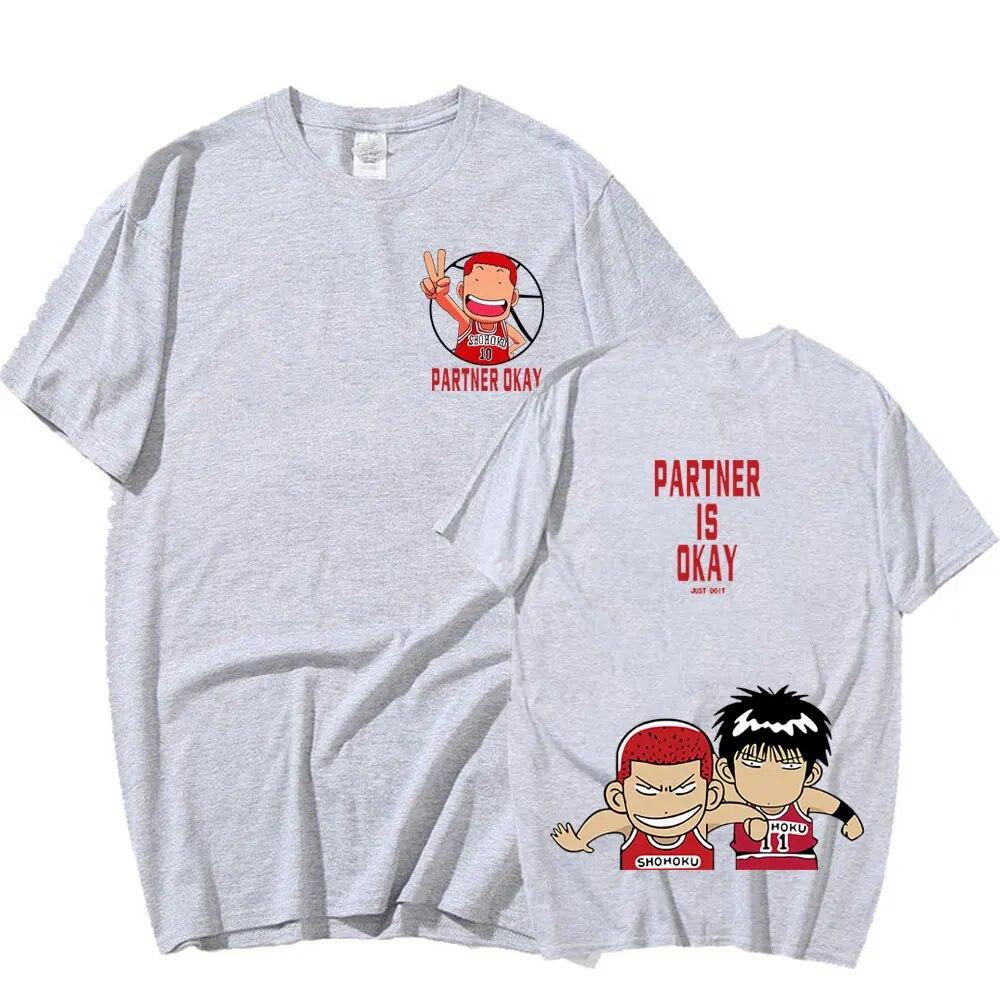 Hot Anime Slam Dunk Print T-Shirt Rukawa Kaede Sakuragi Hanamichi T Shirts Unisex Women Fashion Loose Oversized High Street T-shirt