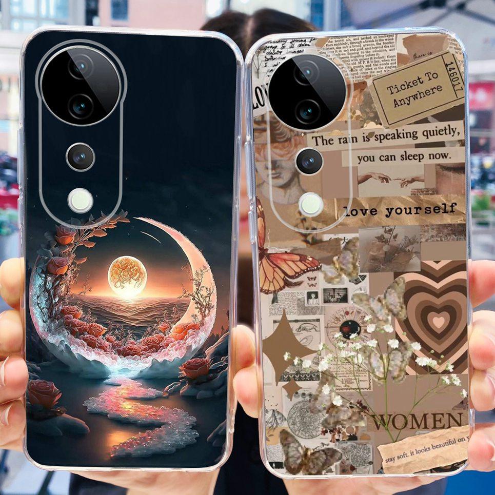 Flower Butterfly Women Fashion Back Cover For Vivo S19 Pro 5G V2362A Phone Funda Transparent Soft TPU Slim Silicone Bumper Etui