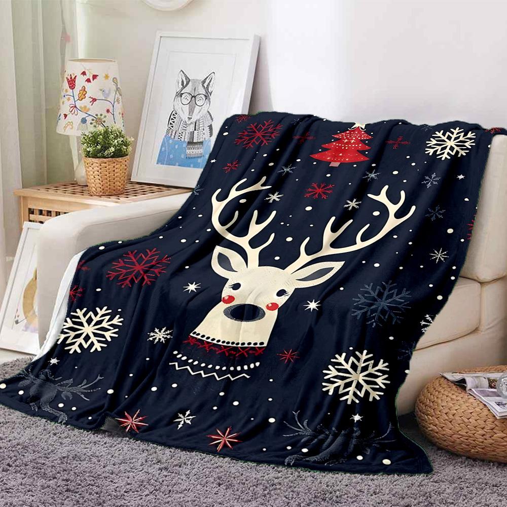 1pc Christmas Deer Blanket, Lightweight Flannel Throw Blanket for Sofa, Bed, Travel, Camping, Living Room, Office, Couch, Chair, and Bed