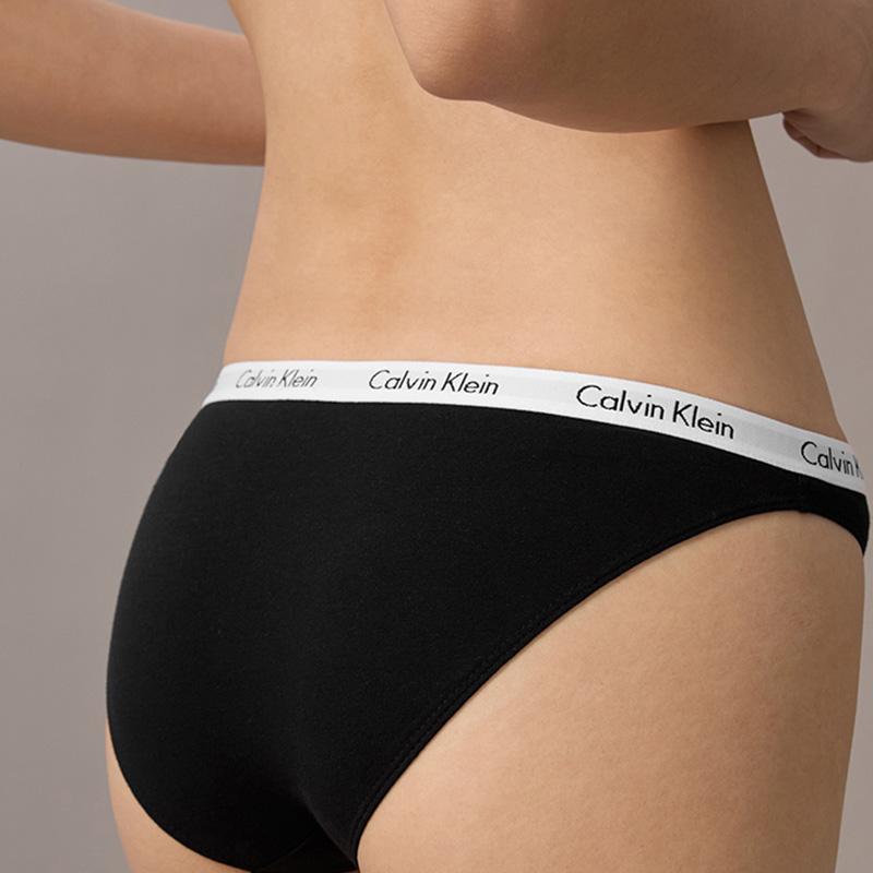 Calvin Klein Jacquard Narrow Waist Cotton Sexy Bikini Triangle Underwear Women Underwear Black D1618O-001